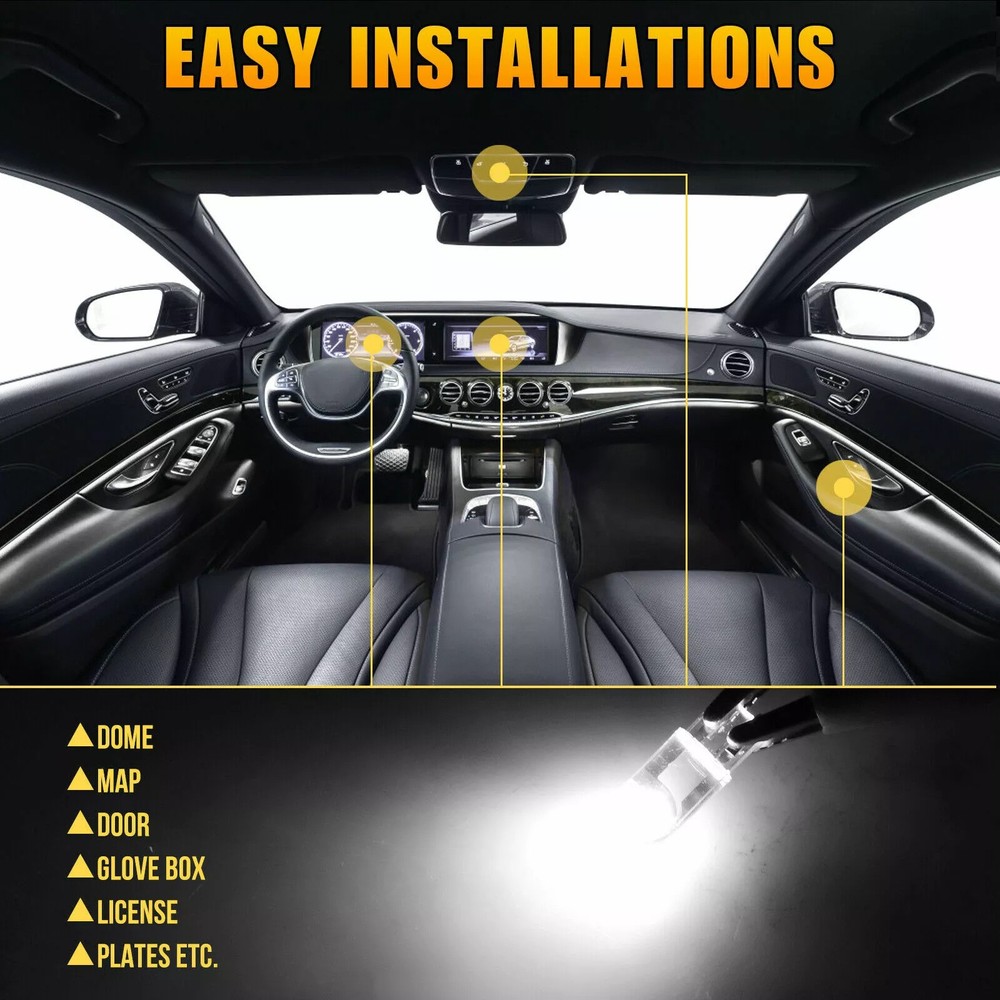 20X Light Bulbs White T10 194 168 W5W 2825 LED Interior Map Dome License Plate