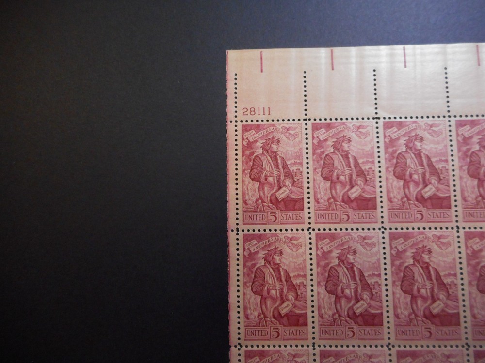Scott 1268, 5 cent, Dante Alighieri, Sheet