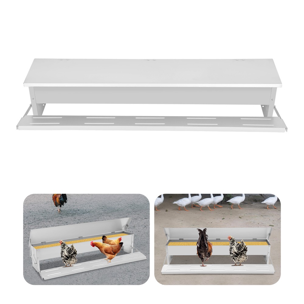 Automatic Chicken Feeder Galvanized Sheet Poultry Feed Protector 22lbs Capacity
