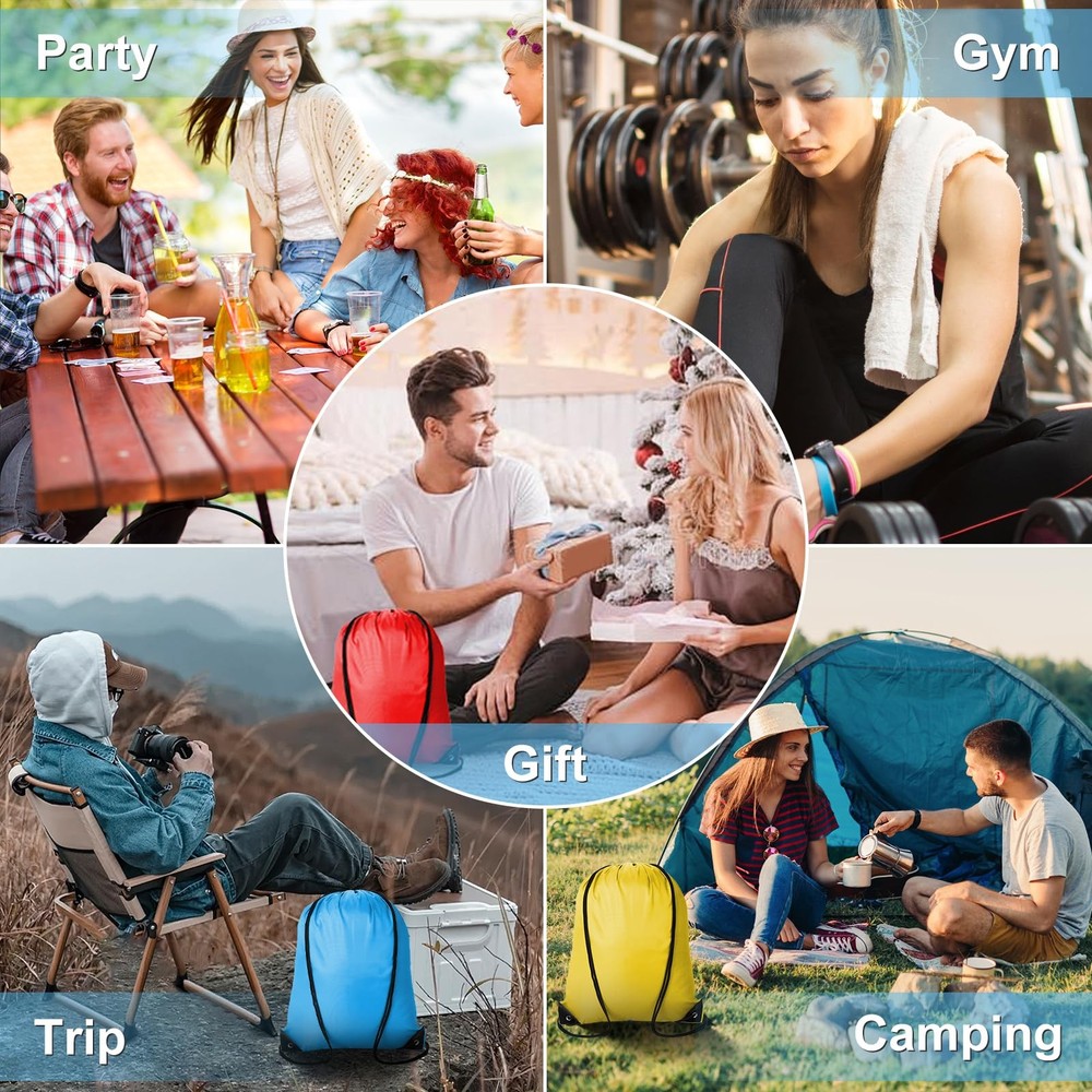 Kuhome 6Pcs Drawstring Backpacks Bulk String Bag Cinch Sack Large, Multicolor