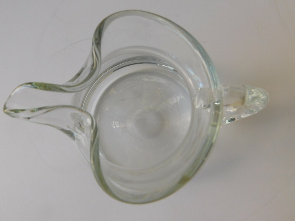 CLEAR HANDMADE APPLIED HANDLE PINCHED SPOUT PITCHER POLAND