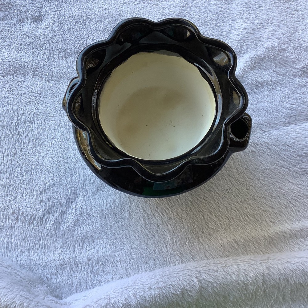 Black ceramic flower planter or ceramic bowl 2pc
