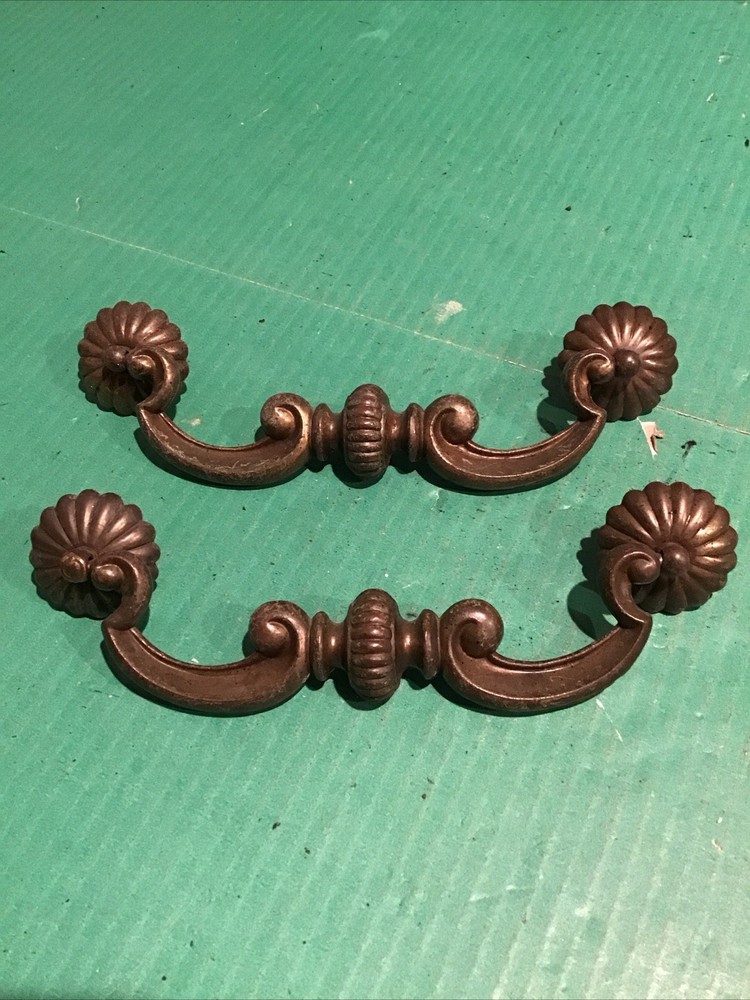 (2) Original Bernhardt Heavy Cast Brass Drop Bail Drawer Pull BS1 40079 Handle