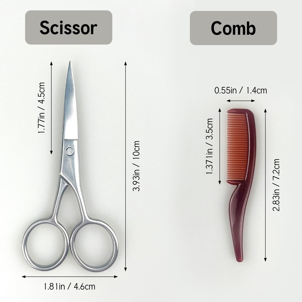 Mustache Grooming Set Precision Mustache Scissors and Comb Kit for Men Idea...