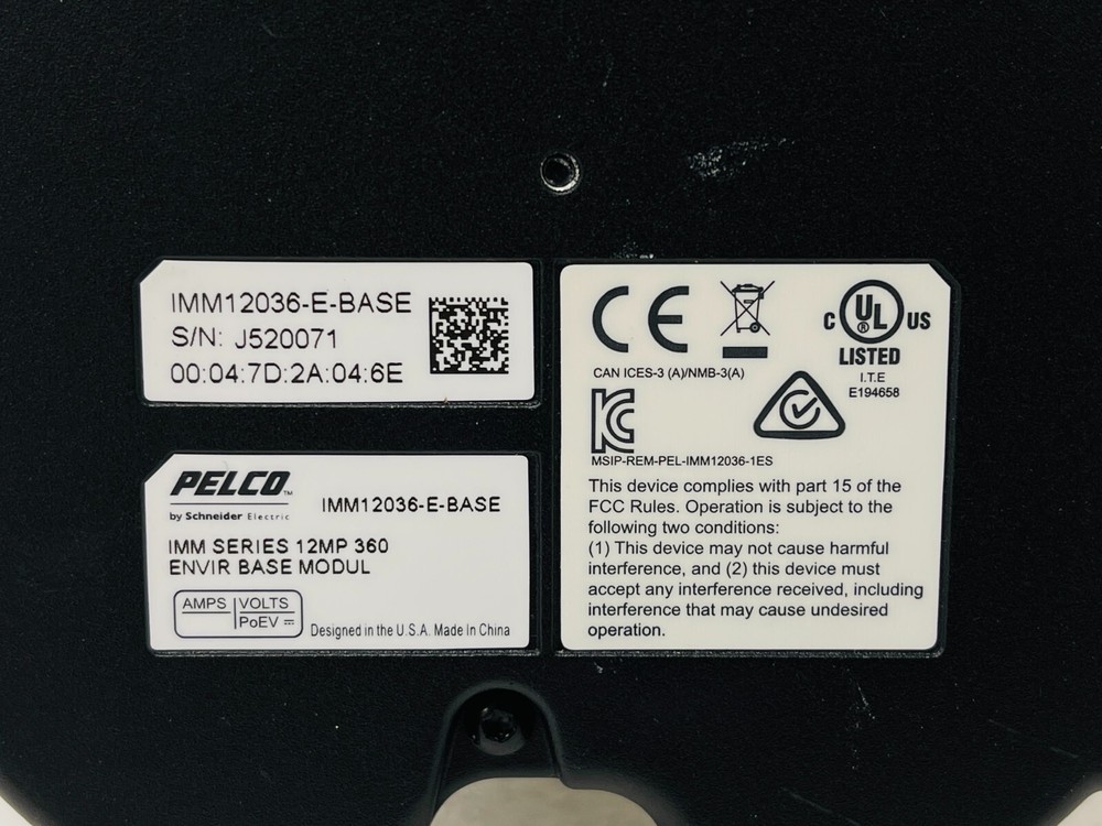 USED - Pelco IMM12036-E-BASE 12 Megapixels 360 deg Panaramic Network Camera