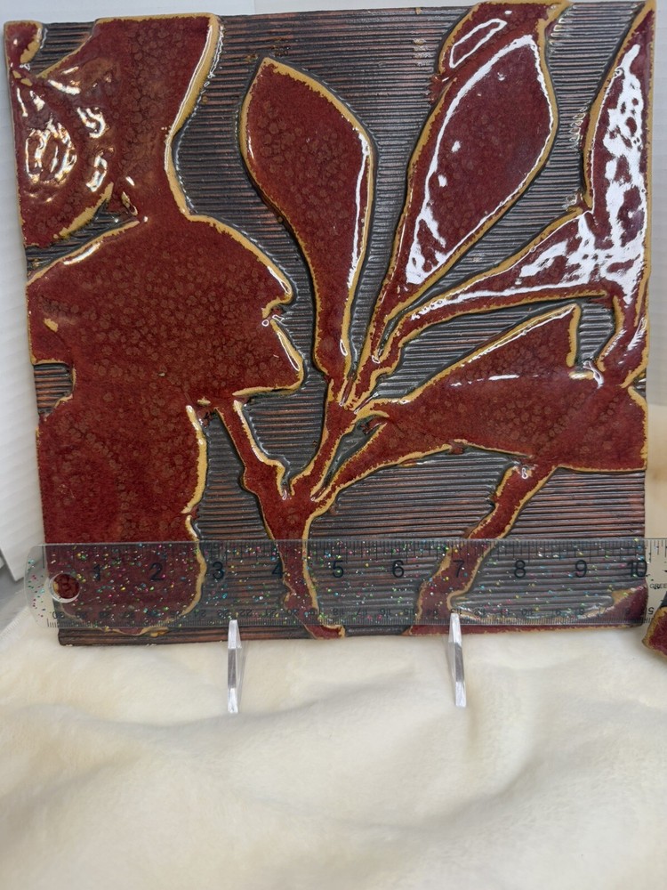 Two Handmade Ceramic Wall Hanging Tiles