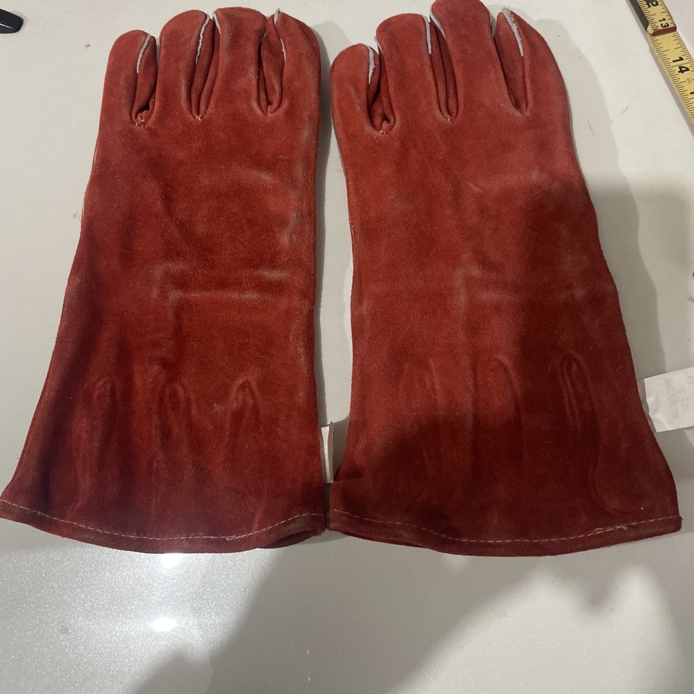 Red Lined Premium Leather Welding Gloves - 2 Left Hand