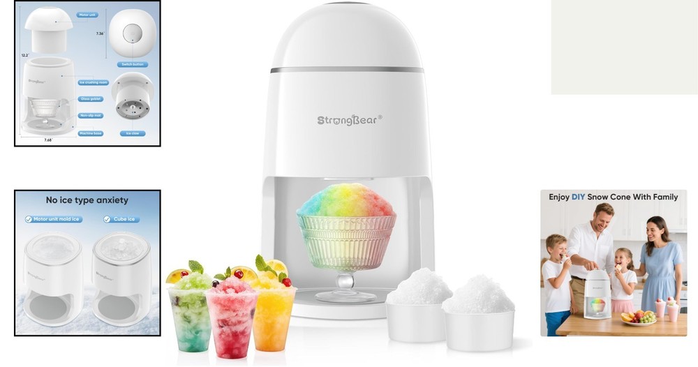 Compact Shaved Ice Machine - Effortless Snow Cone Maker with Molds for Home Use
