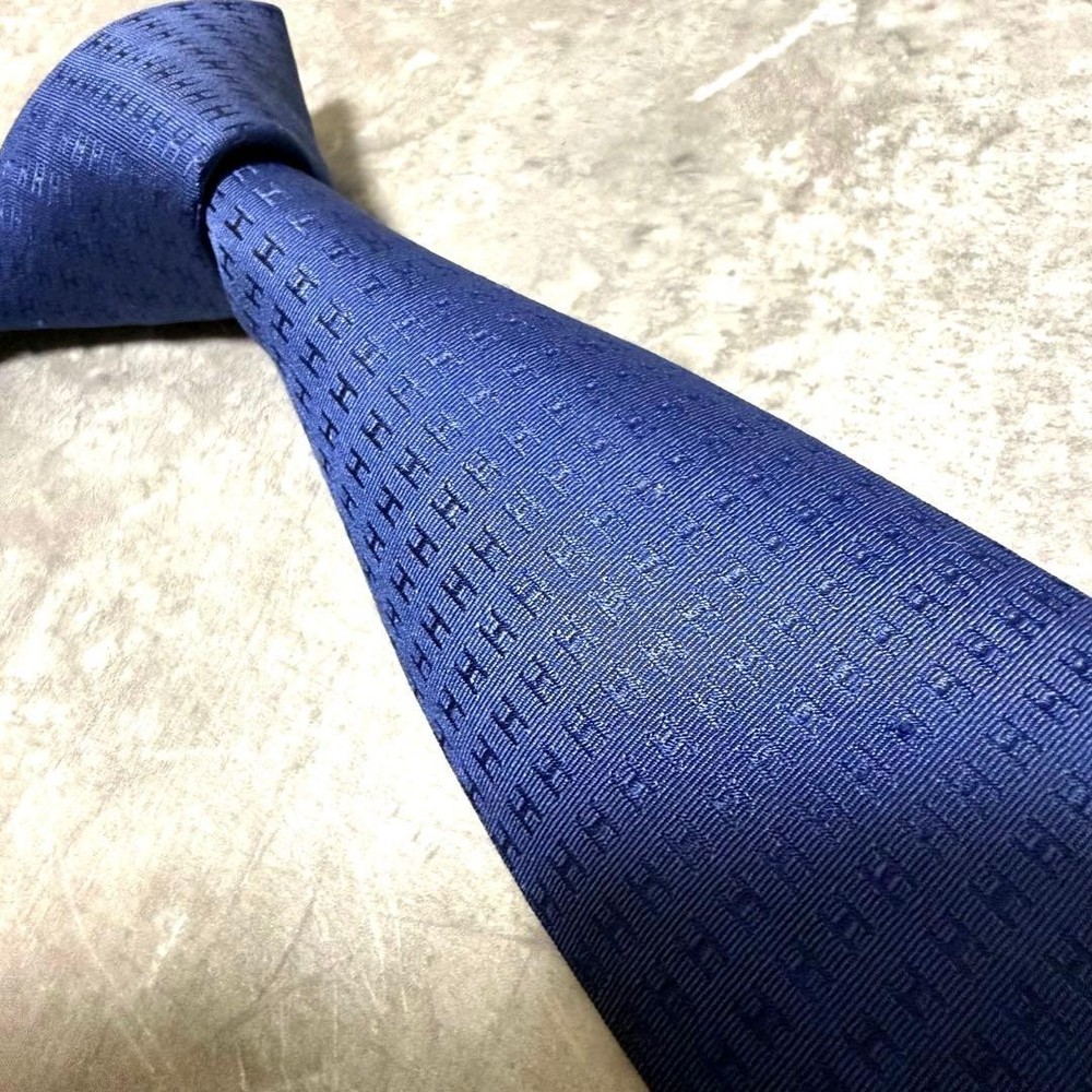 HERMES Tie Navy Fason H Pattern
