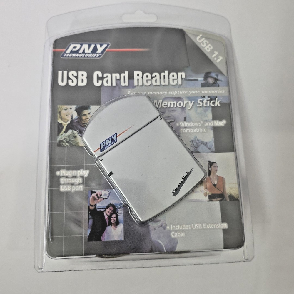 PNY USB Card Reader Memory Stick W USB Extension Cable Plug And Play