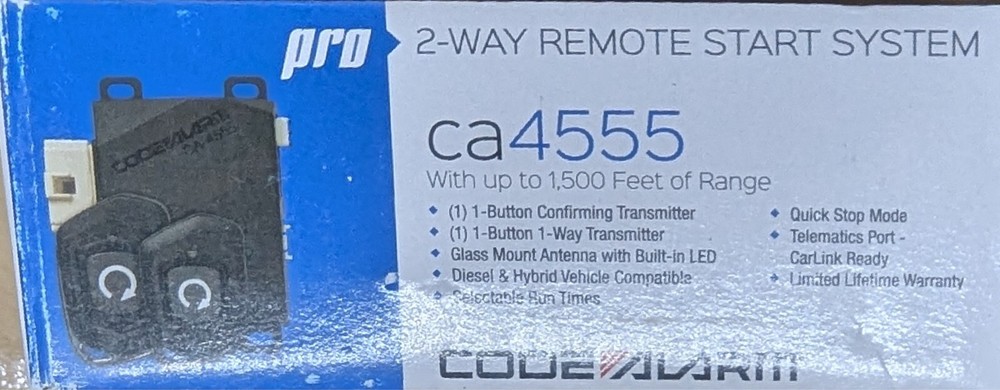 Code Alarm CA4555 Remote Car Starter 2-Way LED Confirming 1/4 Mile Range