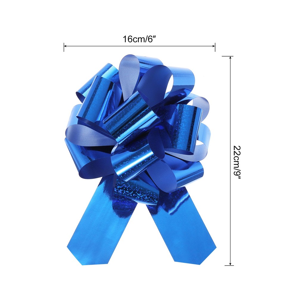 10pcs 6" Metallic Large Big Pull Bow Glitter Gift Wrapping Bows Ribbon Blue