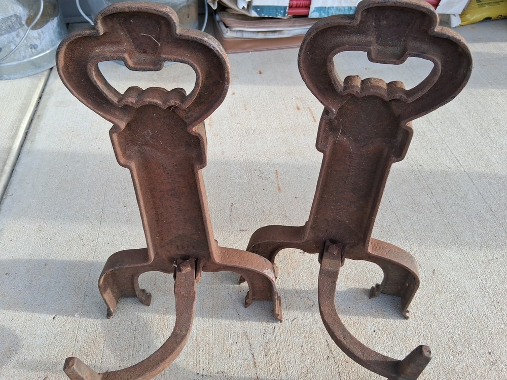 Antique Pullman New York No. 638 Cast Iron Andirons