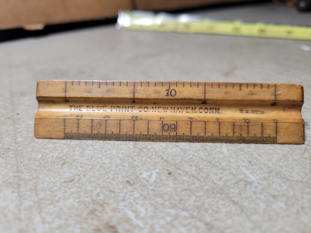 Rare 3-Sided Triangle Drafting Engineers Architect small ruler The blue print Co