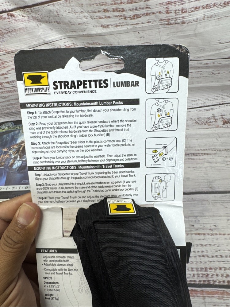 Mountainsmith Strapettes, Black New Sealed