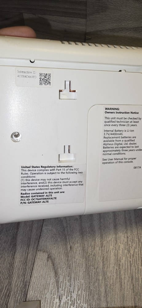 ALDER GATEWAY VLTE Residential Alarm Security Control Panel ONLY ~ White