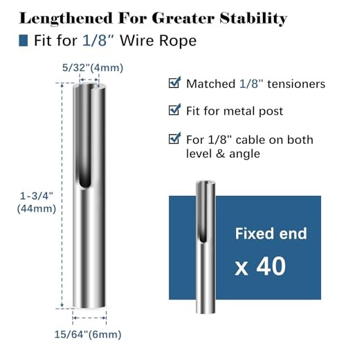 40 Pack/8" Invisible Cable Railing Kit Terminal 36" 1 Toggle Anchor-40 Pack