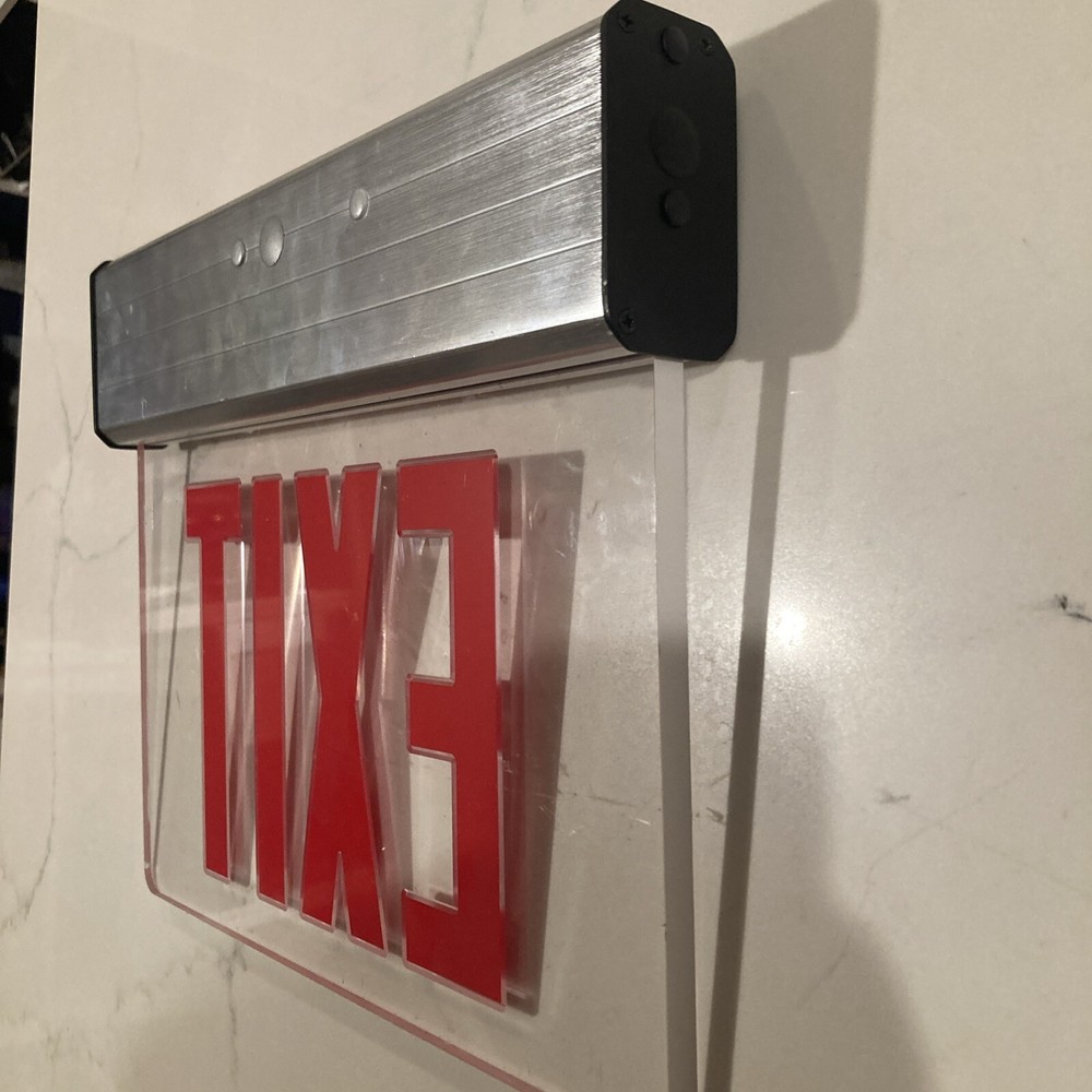 LED Edge Lit Exit Sign Acrylic Red Letters *Does Not Light Up*