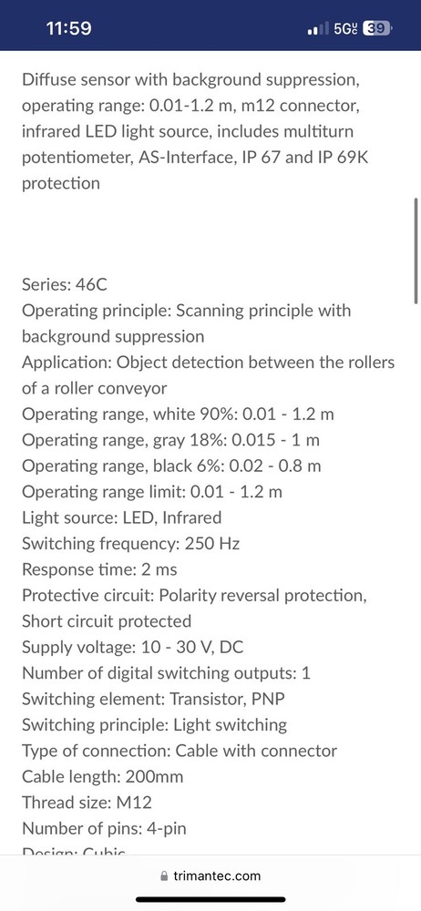 Leuze HT46CI.SL/4X-200-M12: Diffuse Sensor with Background Suppression