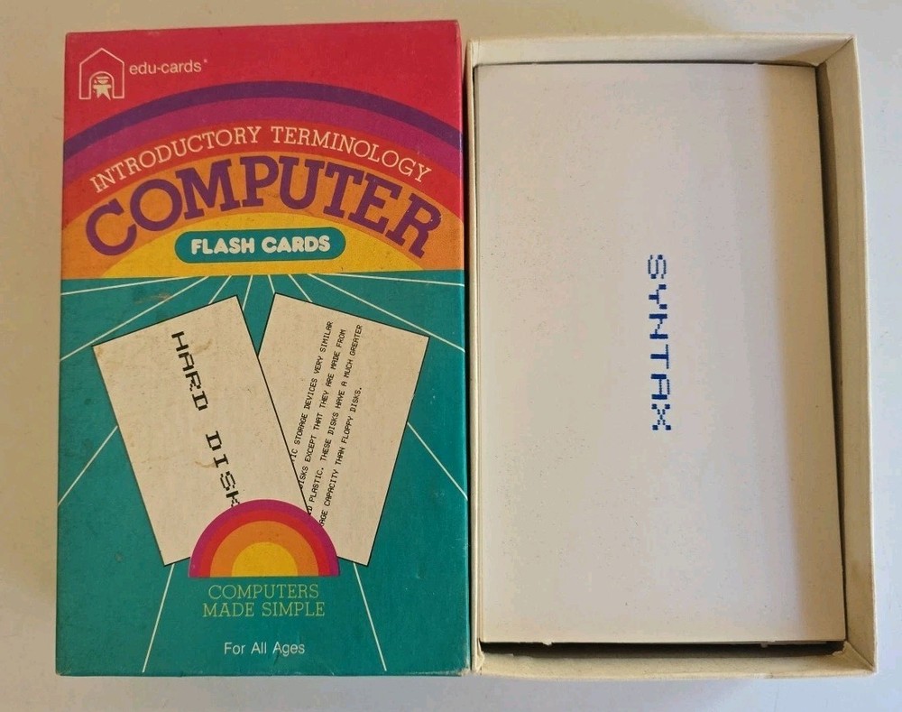 VTG Introductory Terminology Computer Flash Cards Retro 80s 90s
