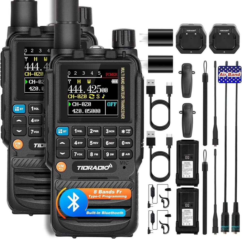 Type C & Wireless Programming 8-Band Long Range Walkie Talkies Rechargeable H...
