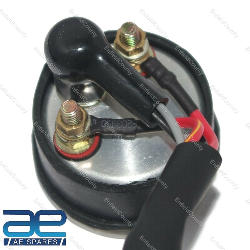 Fits Royal Enfield Black Gray Faced 12 Volt Ammeter
