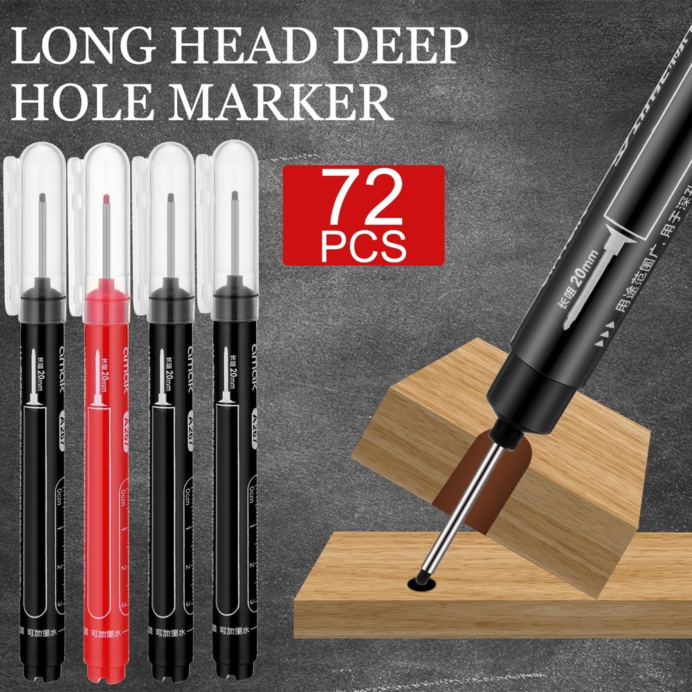 MotiMind 72-Pcs Deep Hole Marker Set, Long Nib, Waterproof, Multi-surface