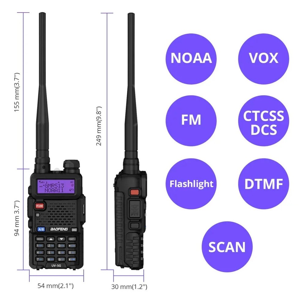 Baofeng UV-5R Portable High Power CB Transceiver, Long Range 5-1