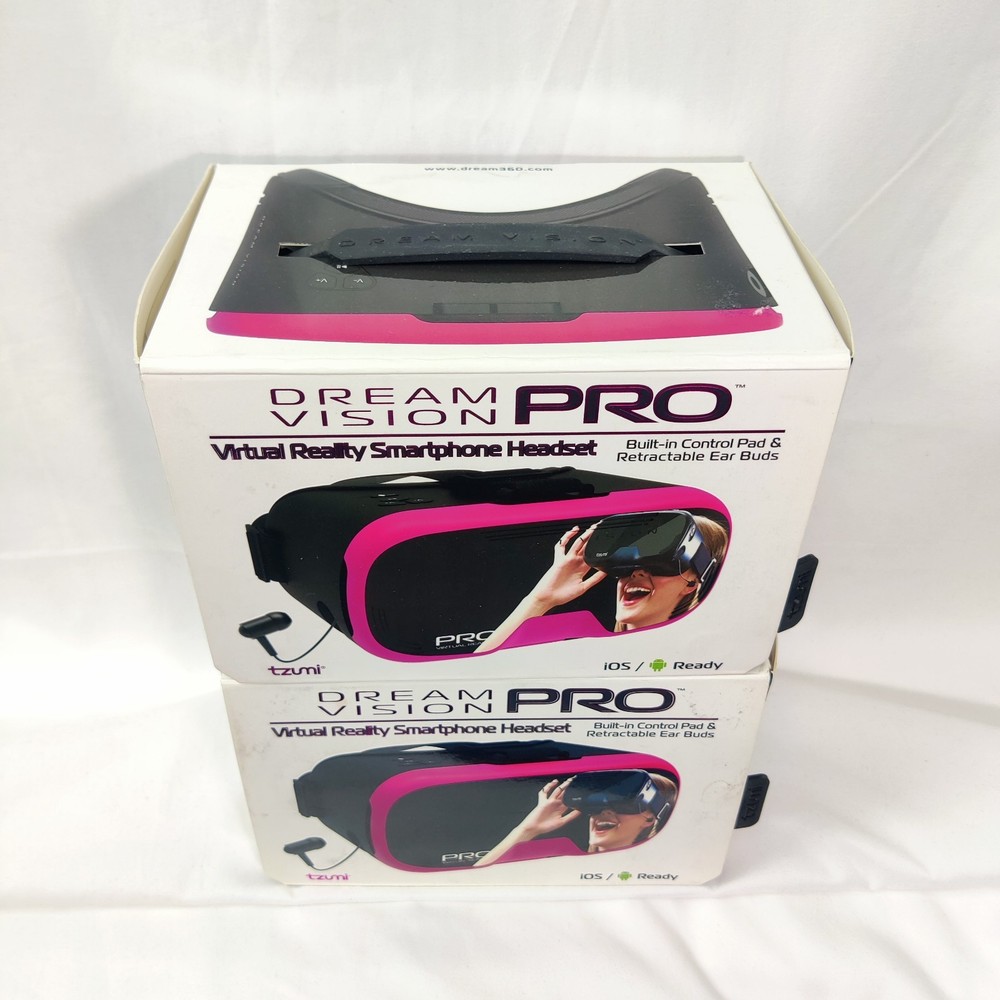 2 tzumi Dream Vision Pro VR Virtual Reality Smartphone Headset Pink iOS Android