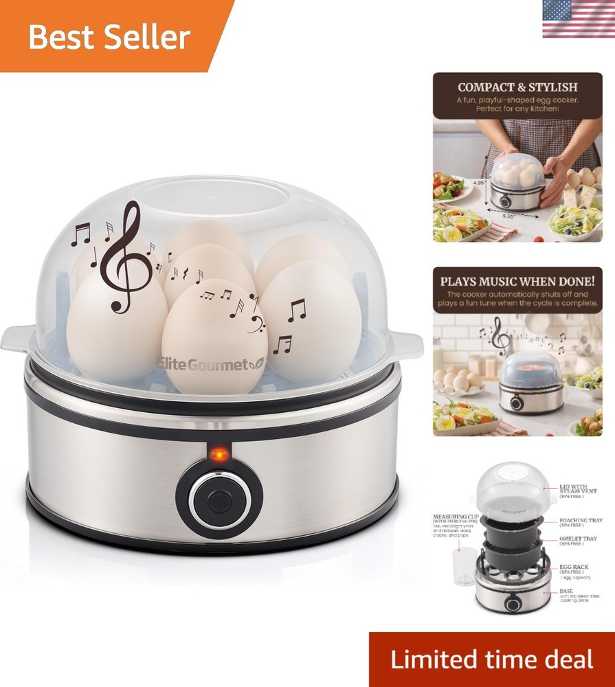 Versatile 7-Egg Stainless Steel Cooker for Soft, Medium, Hard-Boiled & Omelets