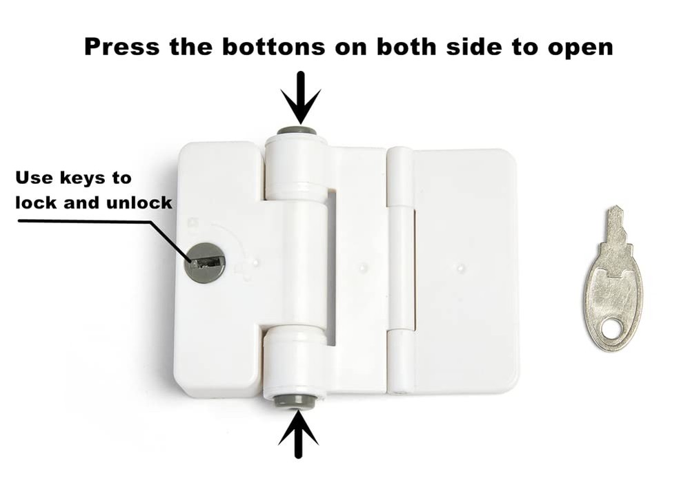 1 Pack Refrigerator Door Locks Double Button Adhesive Fridge Lock with 1