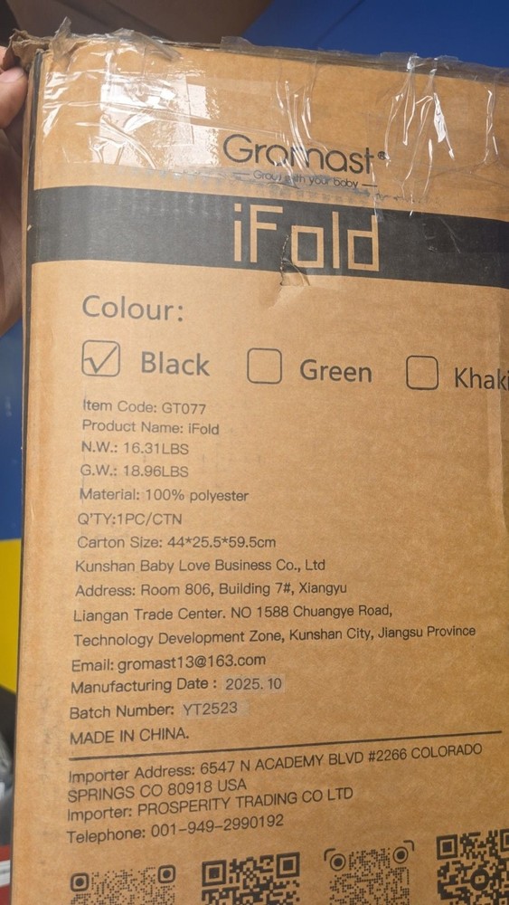 Gromast iFold Auto Fold Lightweight Baby Stroller - Black