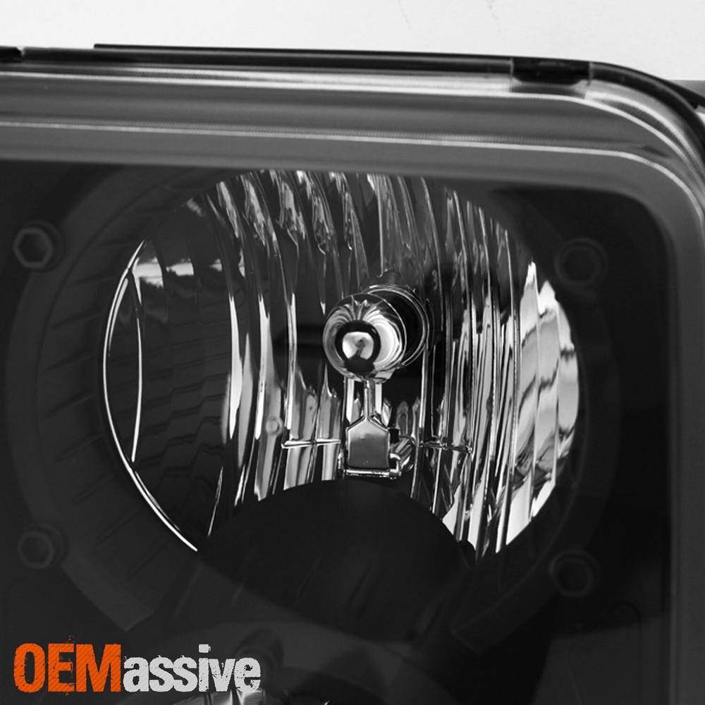 Fits 06-10 Jeep Commander SUV Amber Black Headlights Front Lamp Replacement Pair