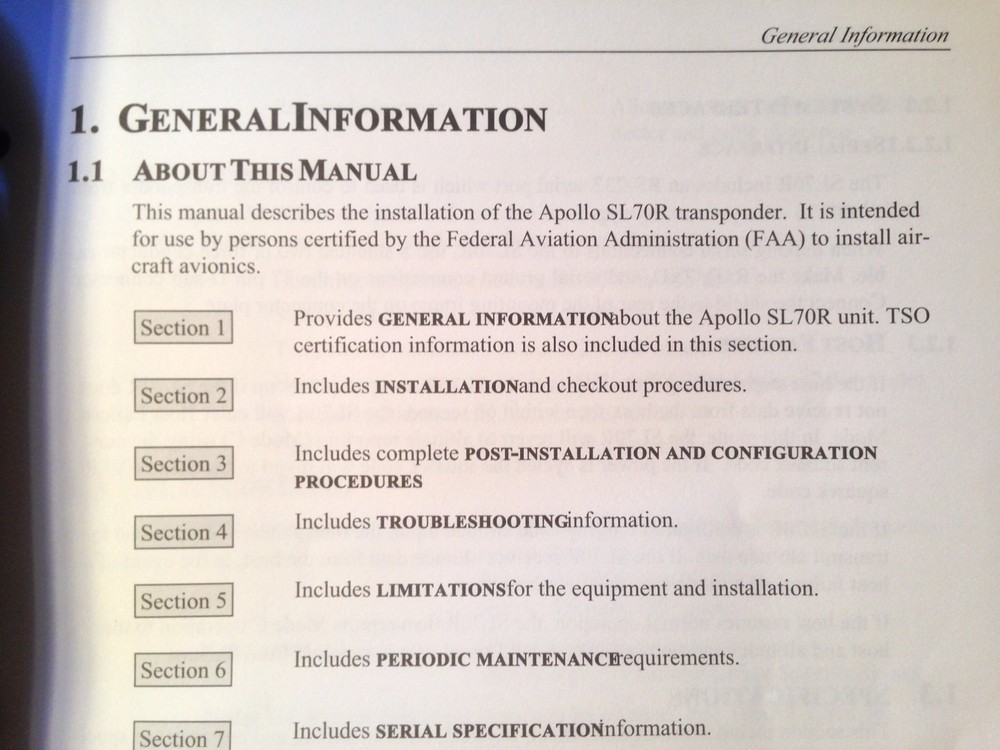 UPS Apollo SL70R Transponder Install Manual