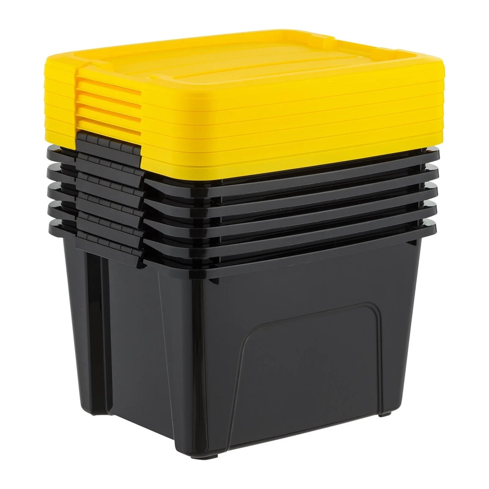 20 Qt Plastic Storage Bins with Lids, Stackable Storage Container, Totes, 6 Pack