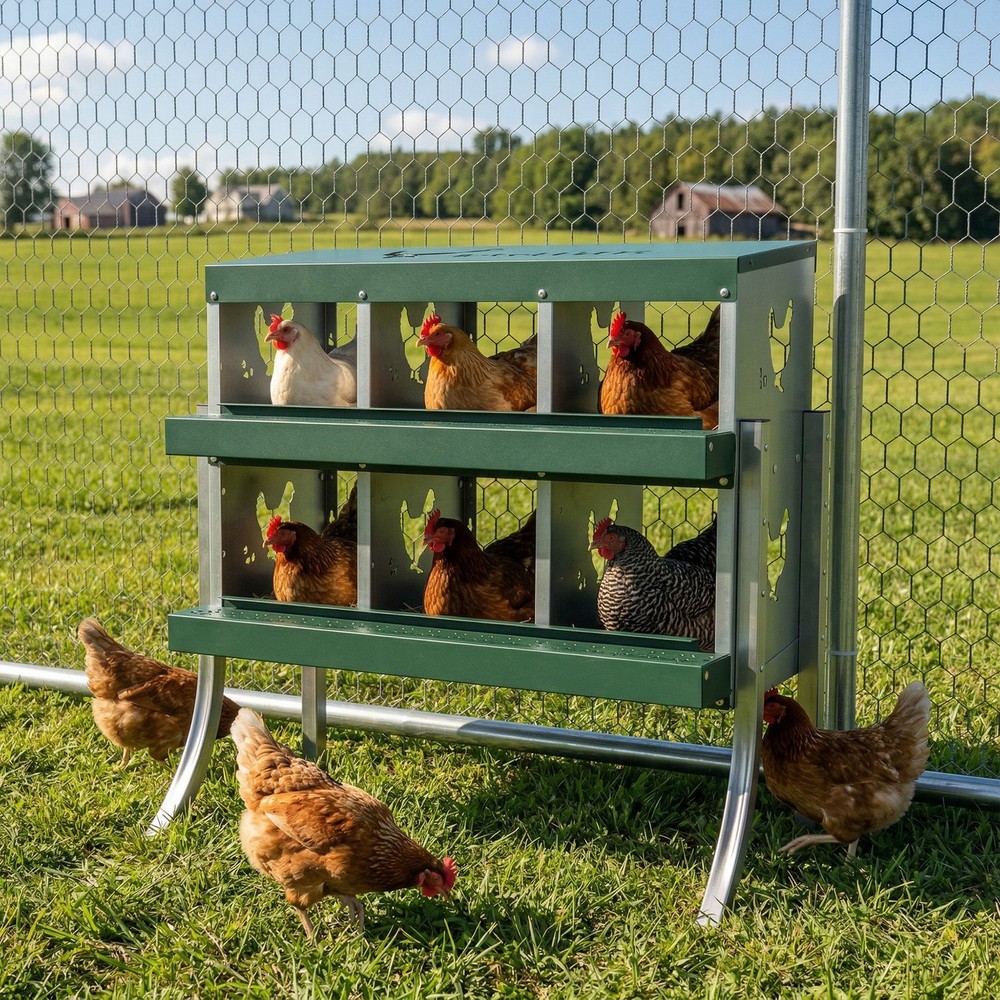 Chicken Nesting Boxes, 6 Compartment Steel Nesting Boxes for Chickens