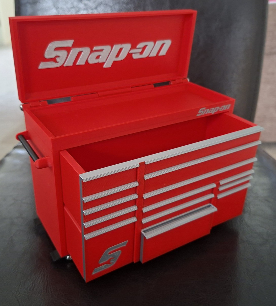Mini High Quality 3D Printed Toolbox (Red) (Silver)