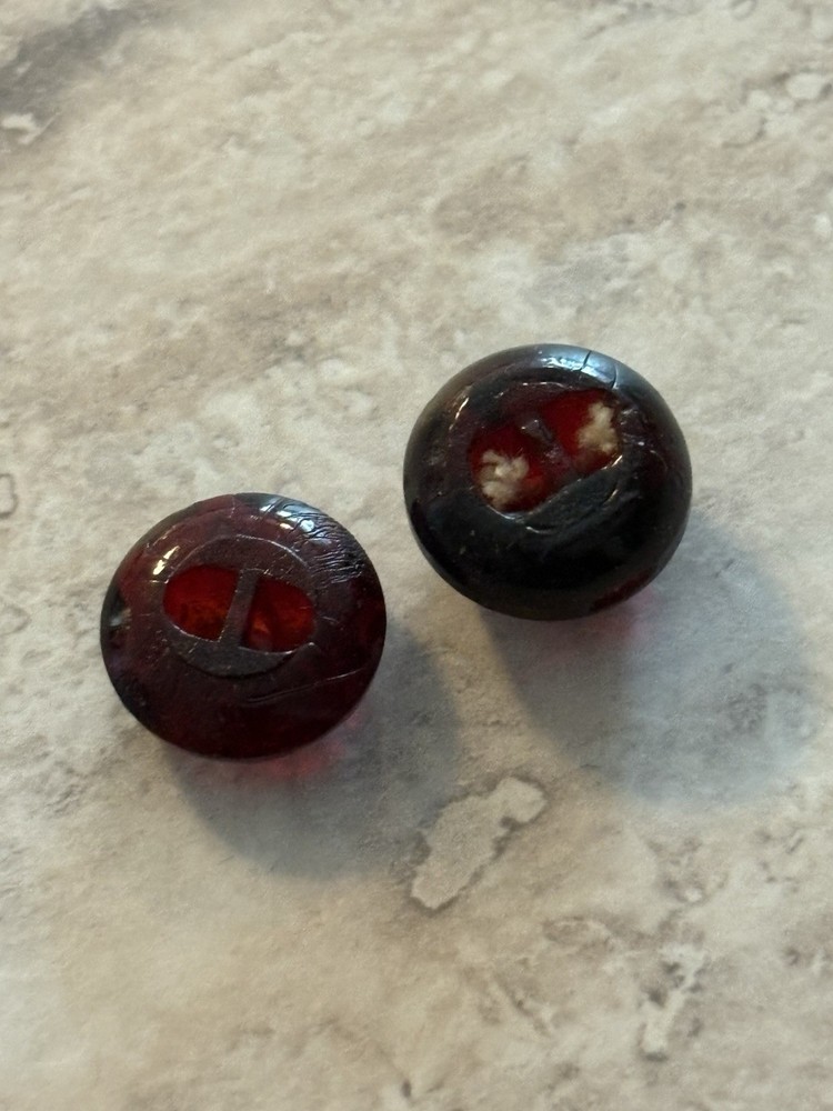Antique Victorian Ruby Red Glass Whistle Button Lot Set