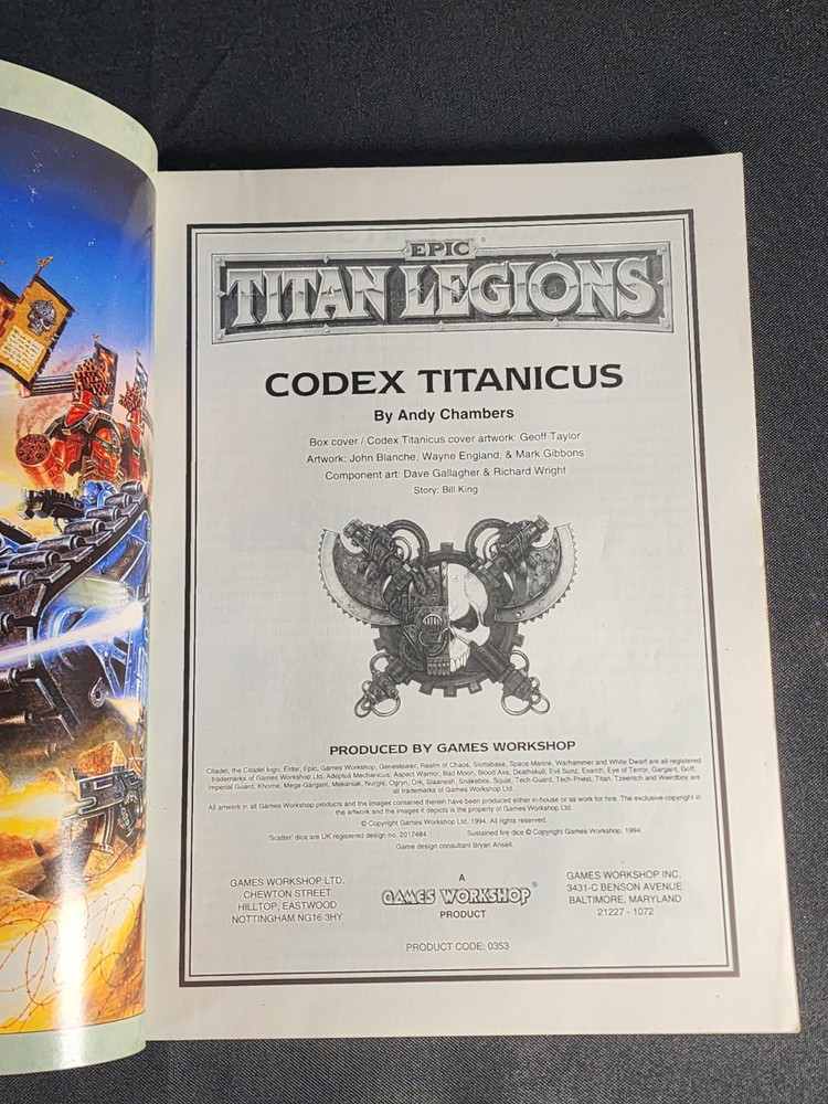 GW EPIC 1994 Titan Legions Codex Titanicus Oldhammer