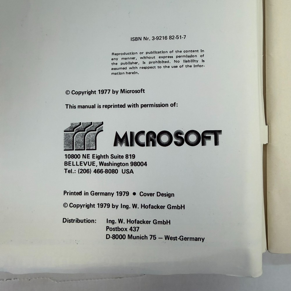 Vintage & Rare Microsoft BASIC 8k Reference Manual Book 1977/79 ALTAIR 8800 MITS