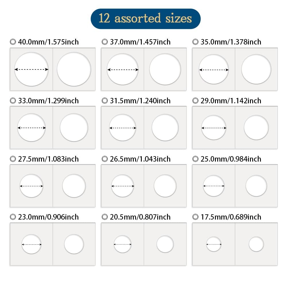 600Pcs Coin Holder 12 Assorted Sizes are 12 assorted sizes 600 pcs