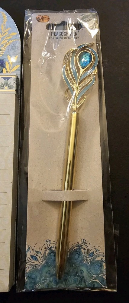 Punch Studio Peacock Notepad And Cracker Barrel Peacock Feather Pen