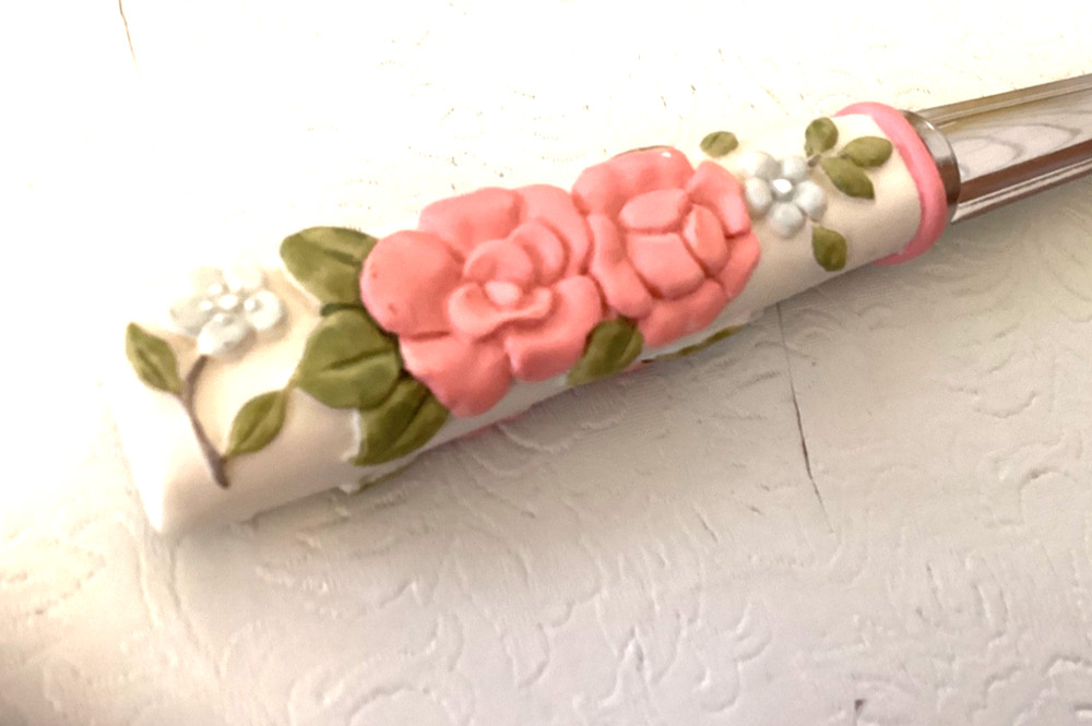 Vtg 1998 Pfaltzgraff Hand Decorated Cake /Pasta Server Florals, Boxes
