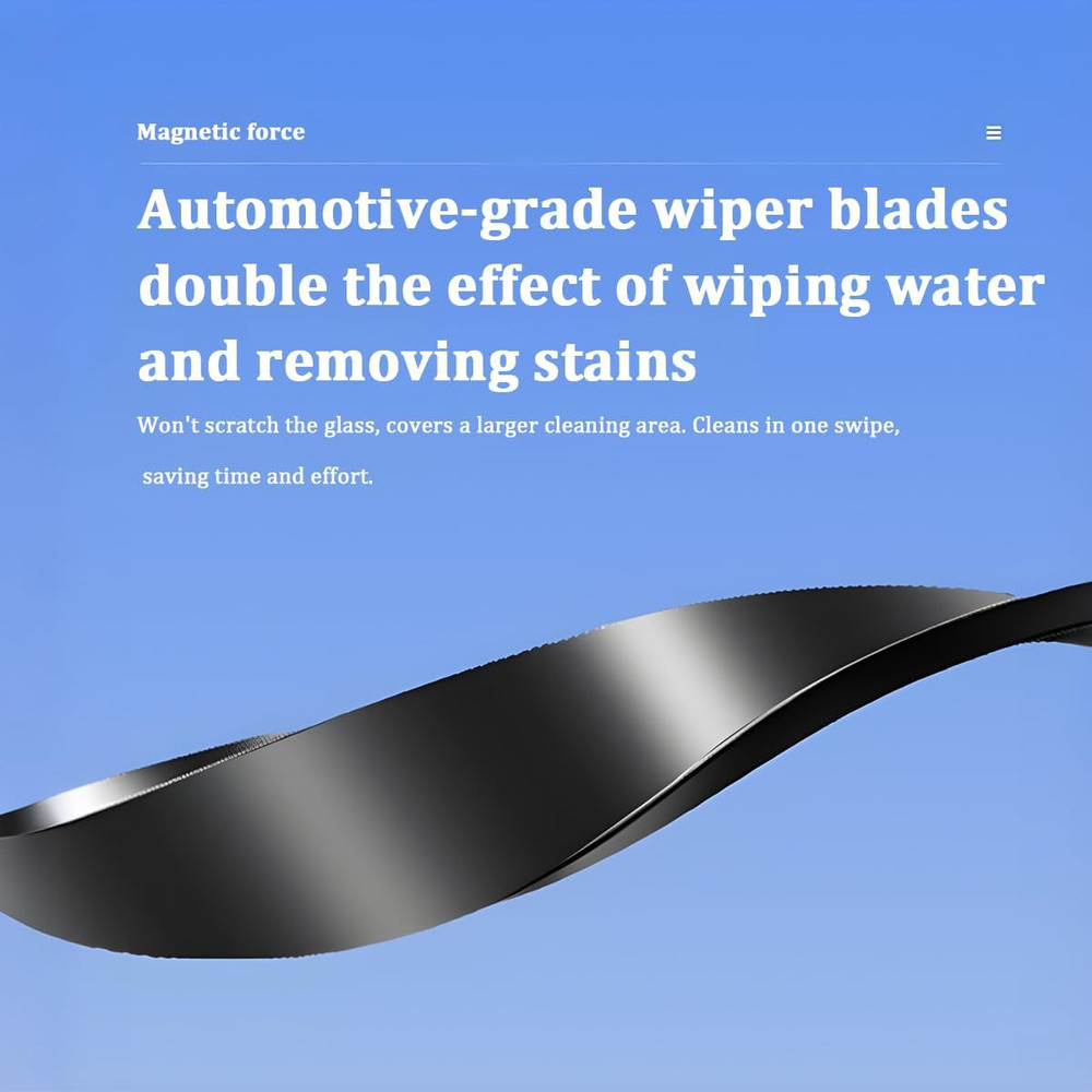 Magnetic Car Windshield Cleaner Tool with Anti-Falling Rope, Double-Sided Window