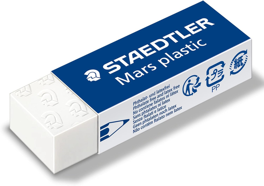 STAEDTLER Mars Plastic Vinyl Erasers (4-Pack), White Erasers for Clean & Precise