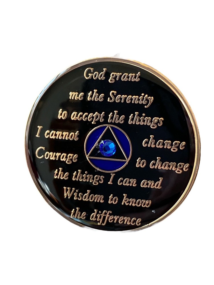 5 Year AA Medallion Blue Transition Crystal Sobriety Chip