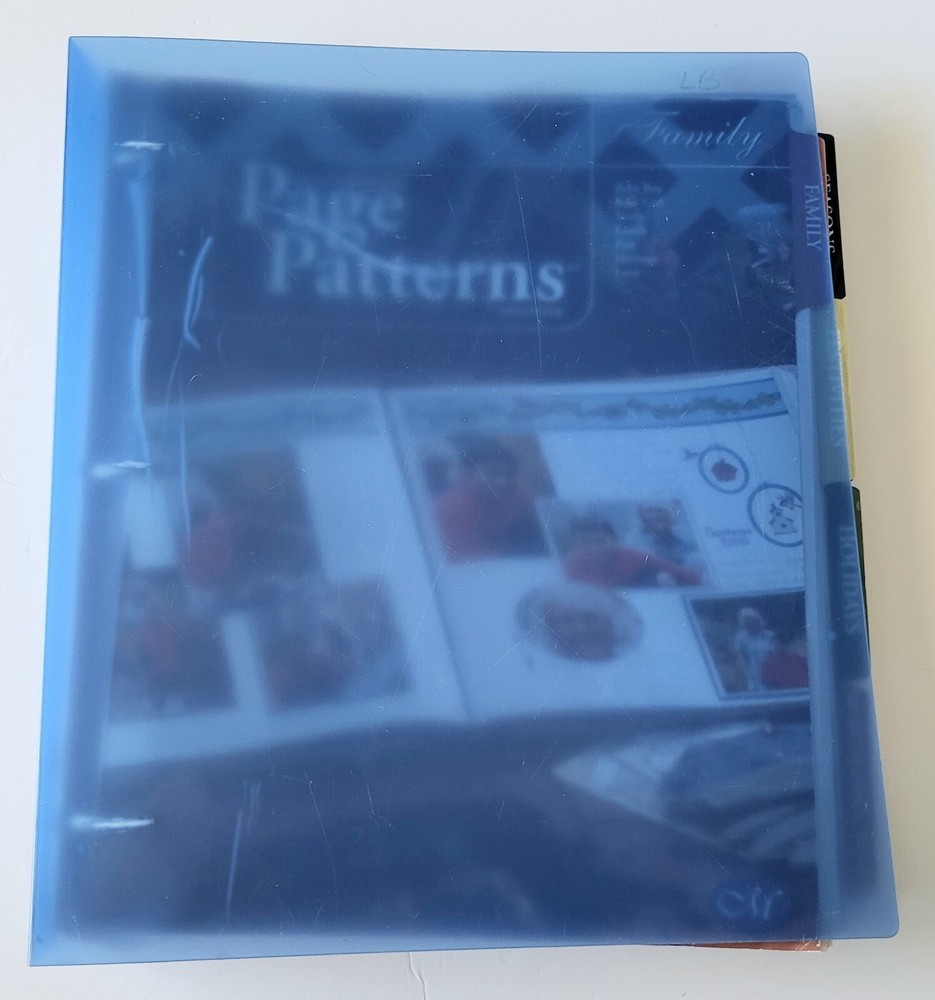 CREATIVE MEMORIES BLUE PAGE PATTERNS ORGANIZER BINDER FILLED OVER 200 PAGES