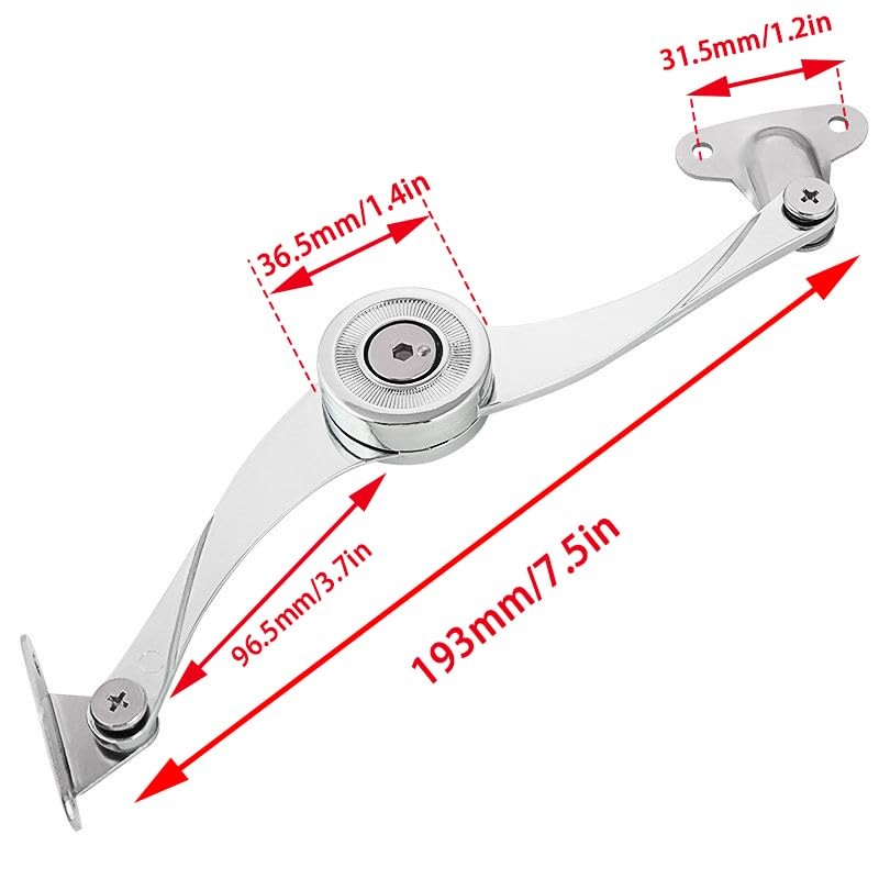 2pcs Support Hinge in Satin Nickel Folding Lid Stay Hinge with Soft Close,