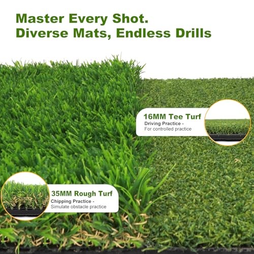 Golf Hitting Mat for Swing Path Feedback, 3-in-1 Golf Practice Mat Indoor
