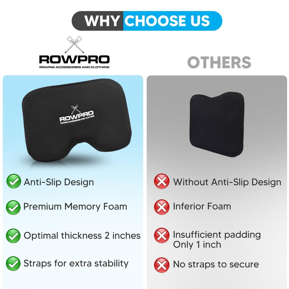 Memory Foam Rowing Machine Seat Cushion - Comfortable Seat Pad for Concept 2